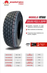 295/80 R22.5  SUNFULL  HF668 20PR CUADRADA -GALL.