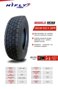 295/80R22.5  HIFLY HH368 20 PR CUADRADA